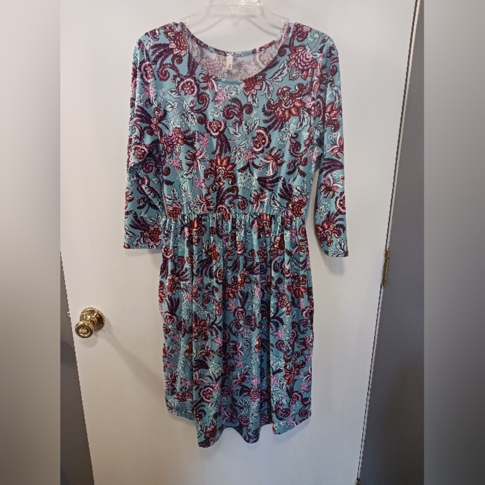 🎈3/$10 Sale🎈 Magicfit Midi Mini Dress Women L Pockets, Elastic Waist